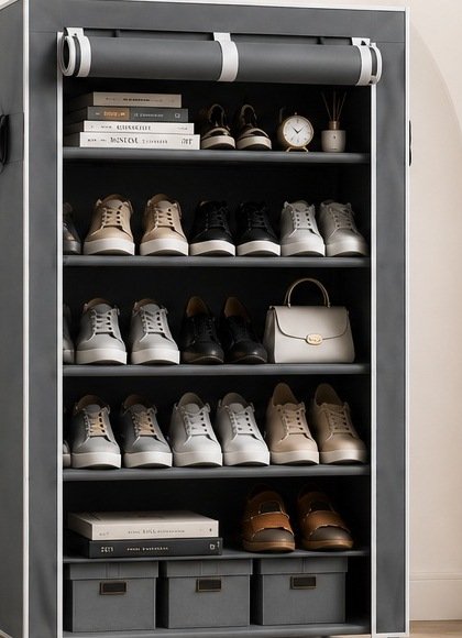 Covered shoe rack for home