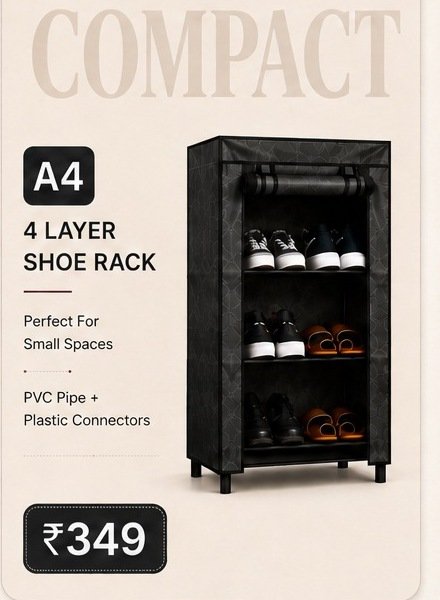 A4 4 layer shoe rack price card
